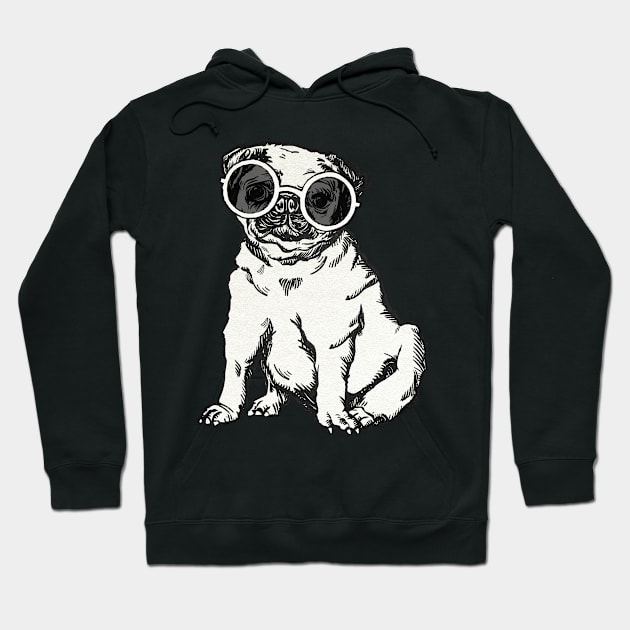 Pug dog, bulldog  vintage sunglasses art design for love like a gift for her and him Hoodie by black lynx